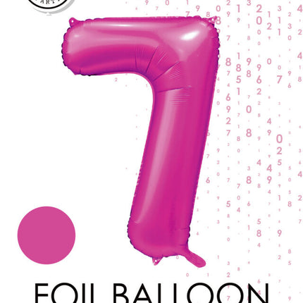 Ballon numéro Fuchsia 7 ans brillant 86cm