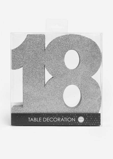 Décoration de table argentée Figure 18 paillettes 20.5cm
