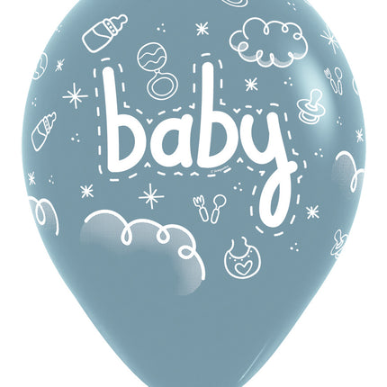 Ballons Baby Pastel Bleu Crépuscule 30cm 25pcs