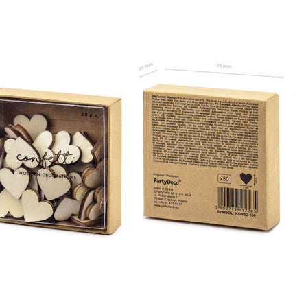 Décoration de table Coeurs en bois 2cm 50pcs