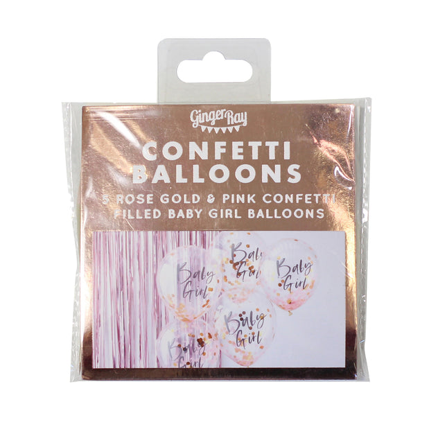 Ballons confettis roses Baby Girl 30cm 5pcs