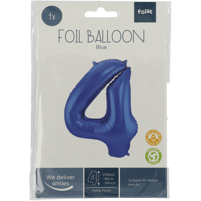 Ballon de baudruche Figure 4 Bleu mat XL 86cm vide