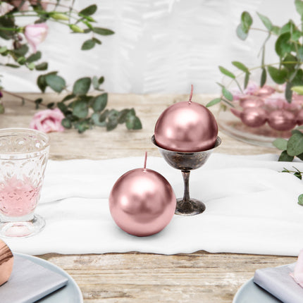 Bougies Globe Rose Gold Metallic 8cm 6pcs
