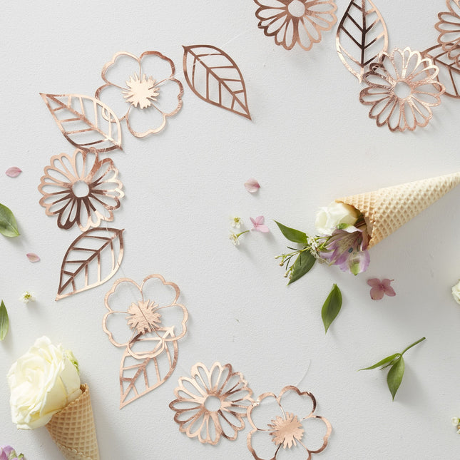 Guirlande de fleurs or rose 3m