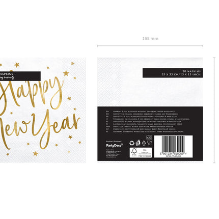 Serviettes de table pour le Nouvel An blanc 33cm 20pcs