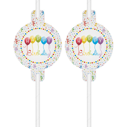 Happy Birthday Straws Balloons 4pcs