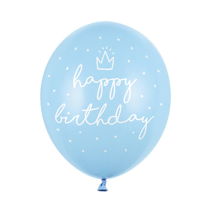 Ballons bleu clair Happy Birthday 30cm 6pcs