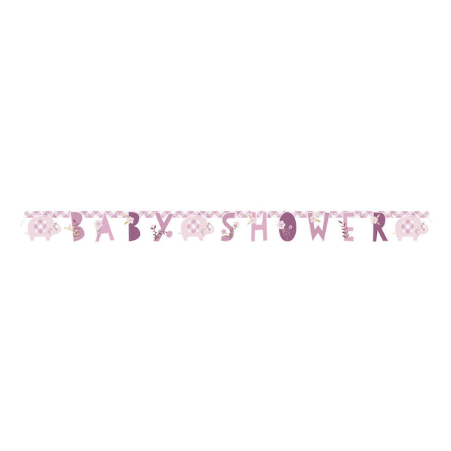 Guirlande de lettres de naissance Baby Shower Rose 1.65m