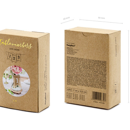 Numéros de table Jute 10.5cm 20pcs