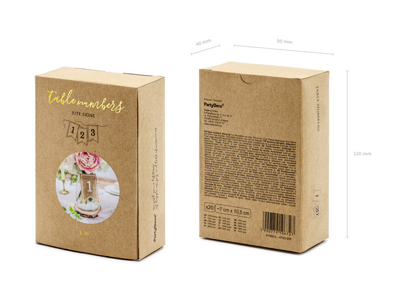 Numéros de table Jute 10.5cm 20pcs
