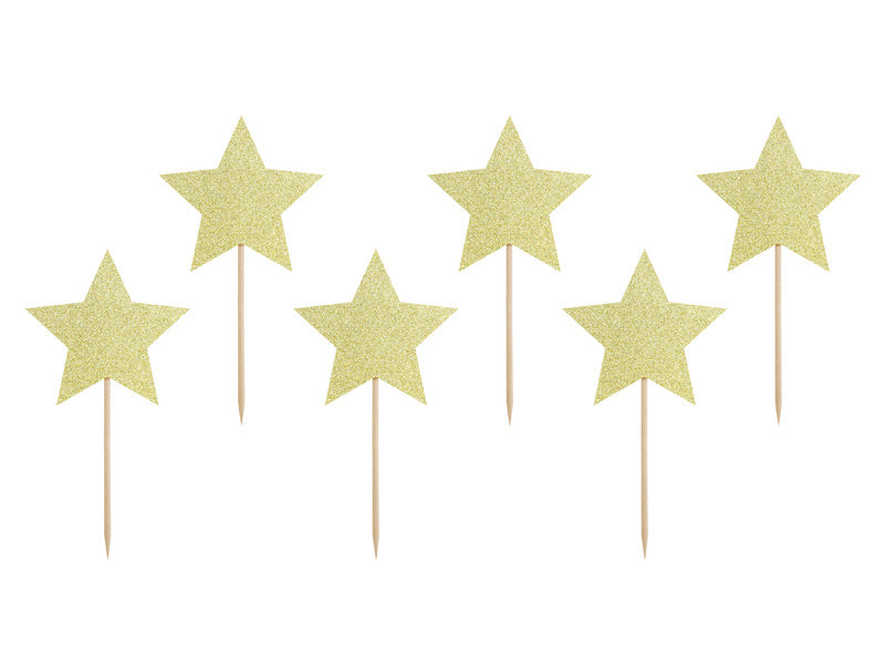 Décor de gâteau Étoiles doré 11.5cm 6pcs