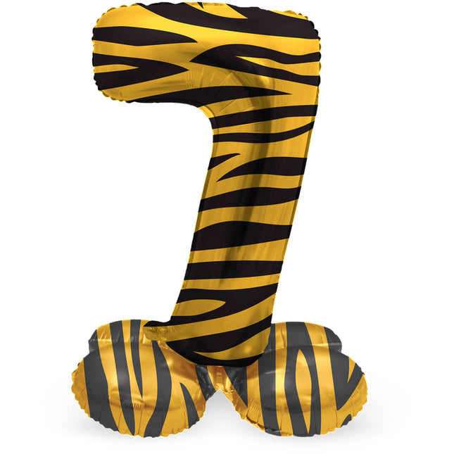Ballon numéro 7 ans tigre avec vide standard 72cm
