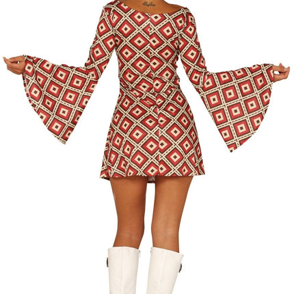 Disco 70S Robe Bleu Rouge Dames