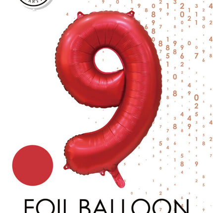 Ballon numéro rouge 9 ans brillant 86cm