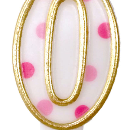 Bougie 0 an Pink Dots 8.5cm