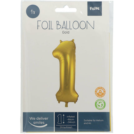 Ballon de baudruche Figure 1 Or Métallique XL 86cm vide