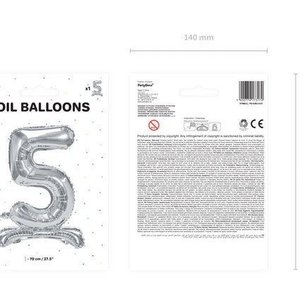 Ballon de baudruche Figure 5 Argent Standard Vide 70cm