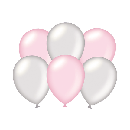 Ballons Silver/Pink 30cm 6pcs