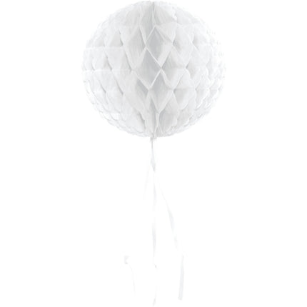 Boule en nid d'abeille Frange blanche 30cm