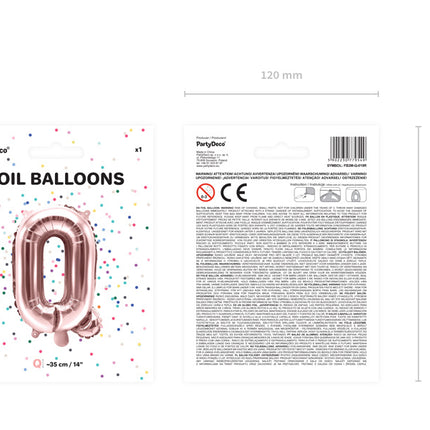 Ballon de baudruche Lettre Q Or Rose Vide 35cm