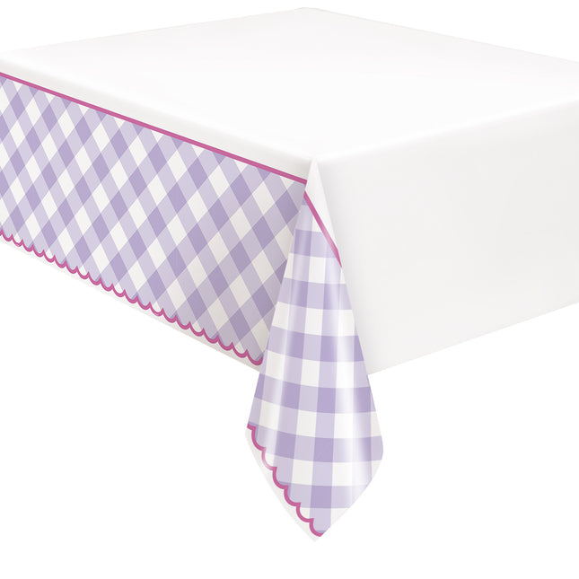Nappe vichy avec bordure rose 2.13m