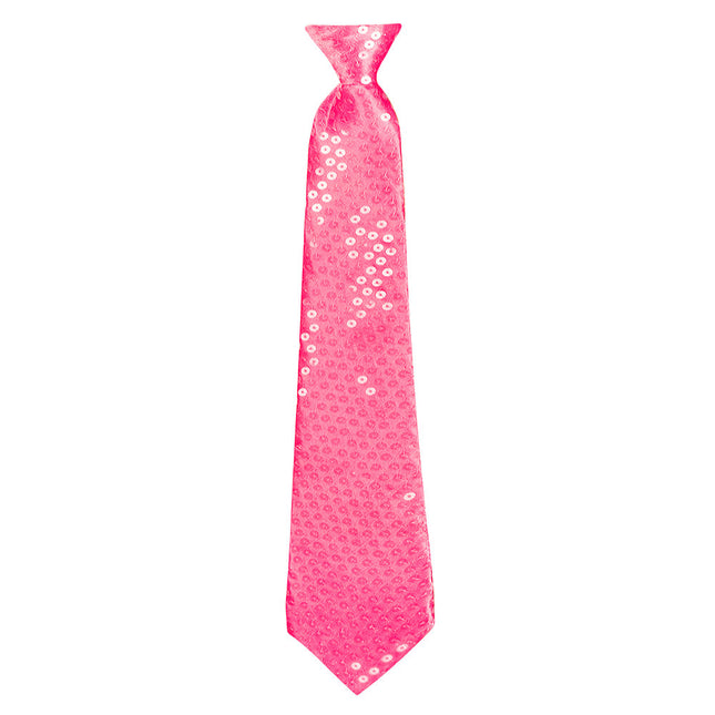 Cravate rose à paillettes 40cm