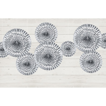 Eventails en papier avec feuille d'argent 23-40cm 3 pièces