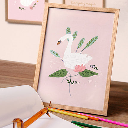 Livre de dessin du cygne avec poster rose 21 x 30 cm