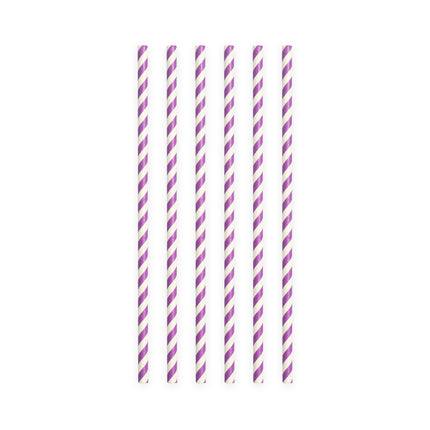 Pailles en papier rayées violettes 19.7cm 20pcs