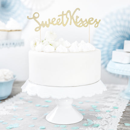Décor de gâteau Sweet Kisses Gold 16cm