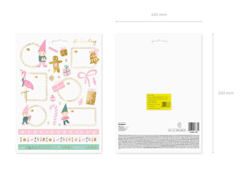 Autocollants pour cadeaux Noël Rose