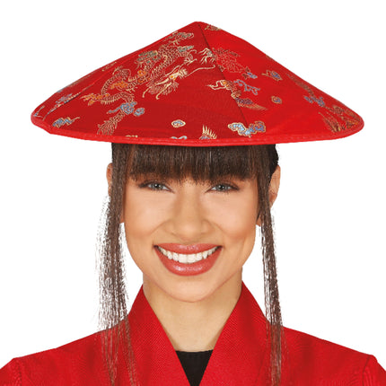 Chapeau japonais rouge