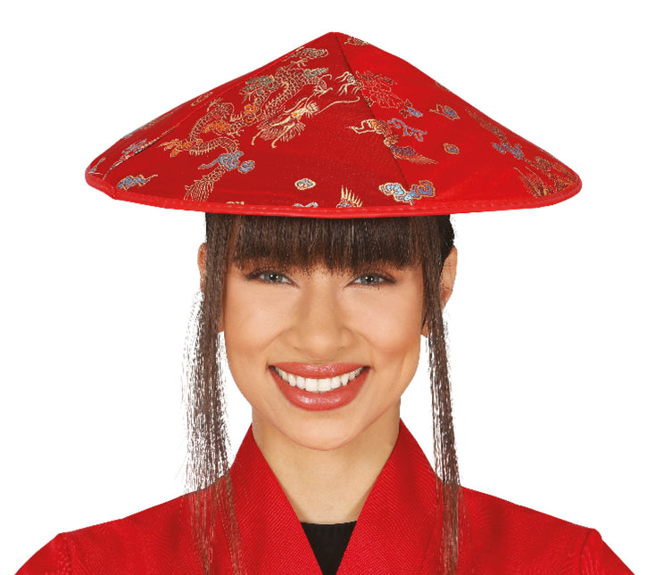 Chapeau japonais rouge