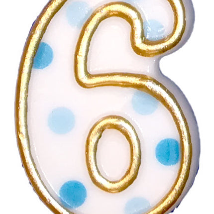 Bougie 6 ans Points bleus 8.5cm