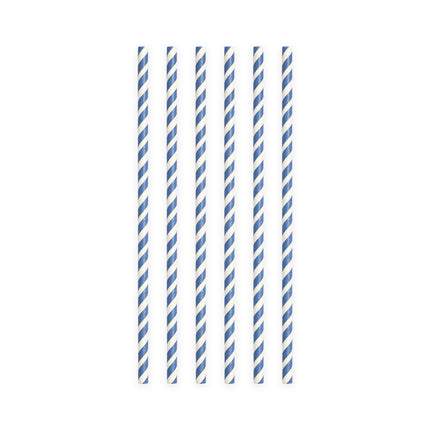 Pailles rayées bleues 19cm 20pcs