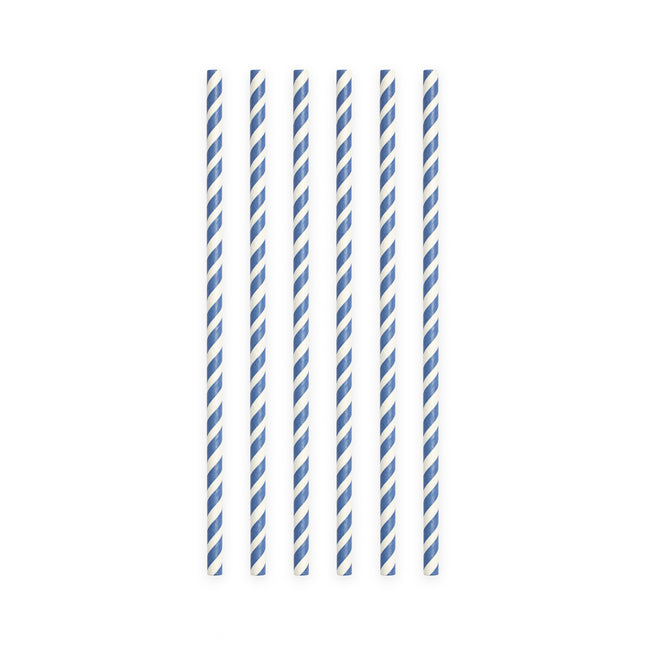 Pailles rayées bleues 19cm 20pcs