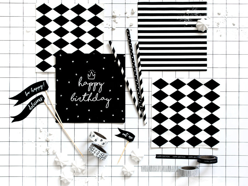 Serviettes de table rayées noires 33cm 20pcs