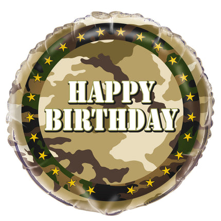 Ballon à l'hélium Army Happy Birthday 45cm vide