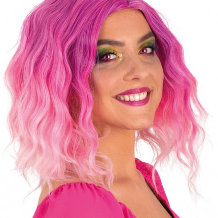Perruque Alicia Half Long With Wave Pink To White