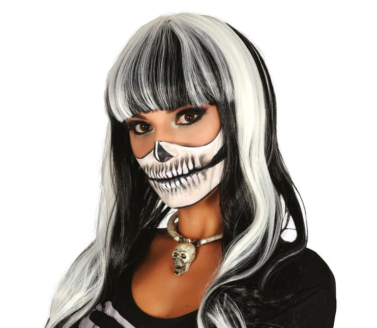 Perruque d'Halloween Bangs Noirs Blancs