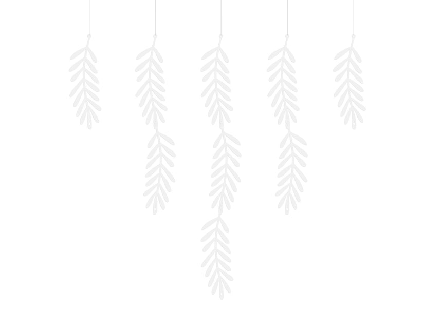 Décoration suspendue de feuilles blanches 1,8 m