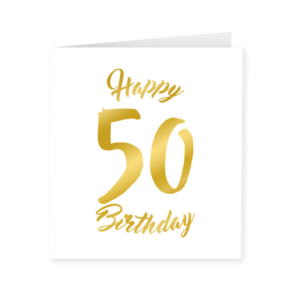 Carte 50 ans Or Blanc 15cm