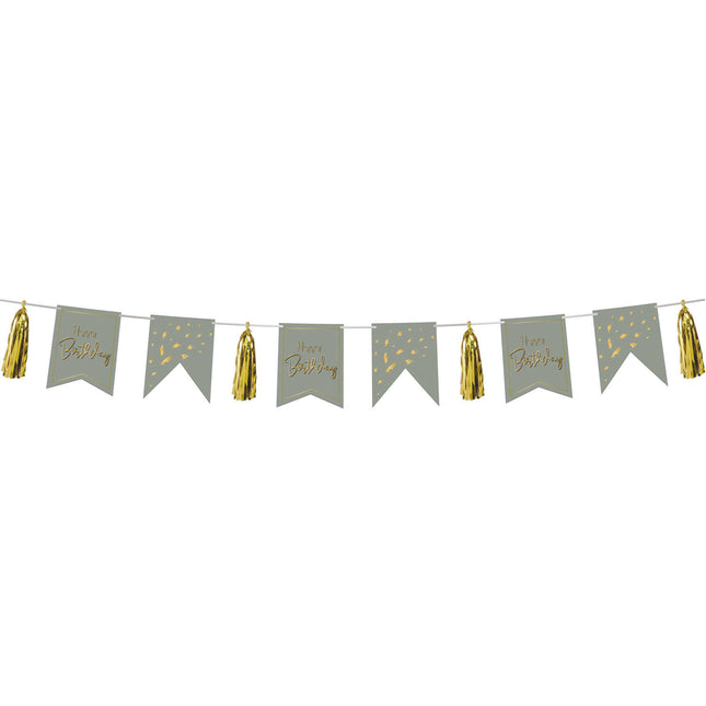 Joyeux anniversaire Guirlande avec pompons Aube dorée 4m