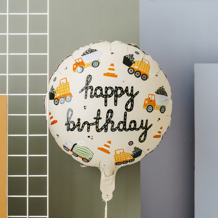 Bon anniversaire Ballon à l'hélium Véhicules de construction Vide 45cm