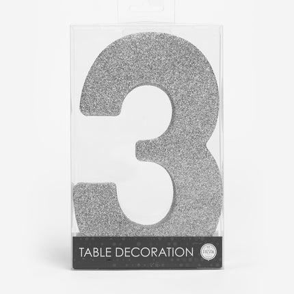 Décoration de table argentée Figure 3 paillettes 20.5cm