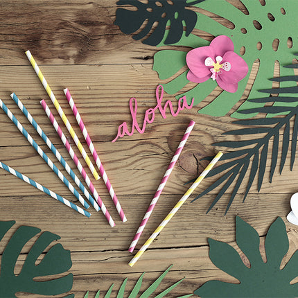 Pailles en papier jaune 19.5cm 10pcs