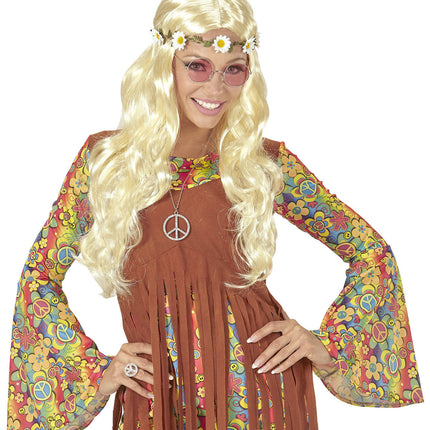 Perruque Hippie 60S Blonde avec bandeau floral