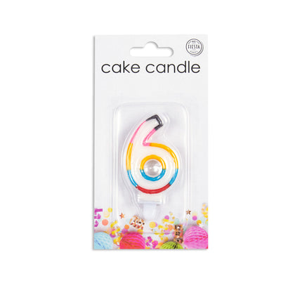 Bougie 6 ans colorée 7cm