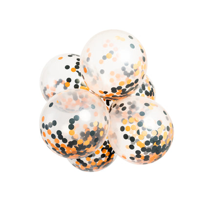 Ballons Confetti Orange Noir 30cm 6pcs