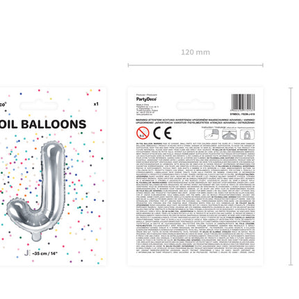 Ballon de baudruche Lettre J Argent Vide 35cm